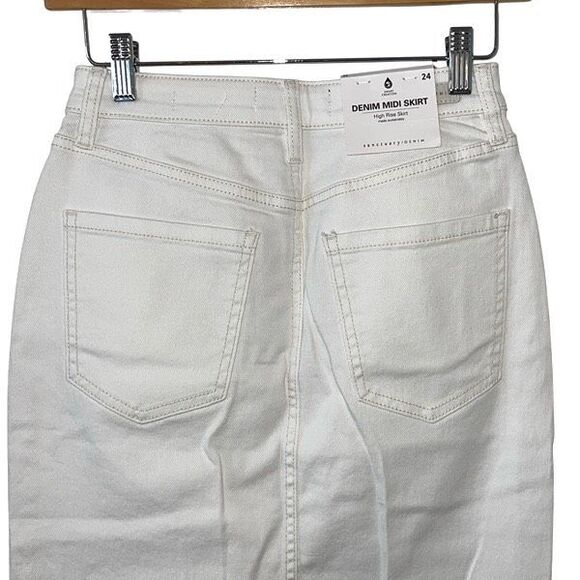 Sanctuary Womens High Rise Front Slit Denim Midi Pencil Skirt White Size 24 NWT - Picture 6 of 12